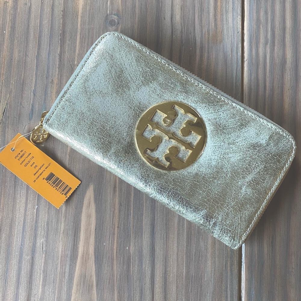Tory Burch silvery gold metallic wallet